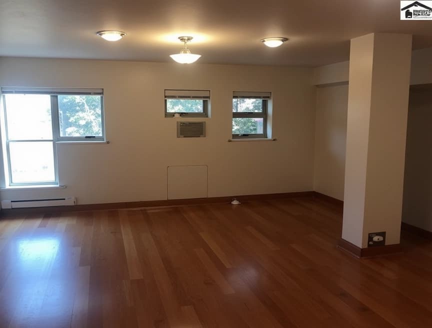 HomestagingKIEin modernes Wohnzimmer, virtuell eingerichtet durch FLUX und bereit zur Vermietung