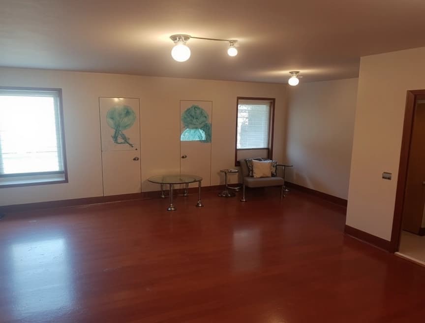 HomestagingKIEin Bild von einer Wohnung mit Schild zum Vermieten