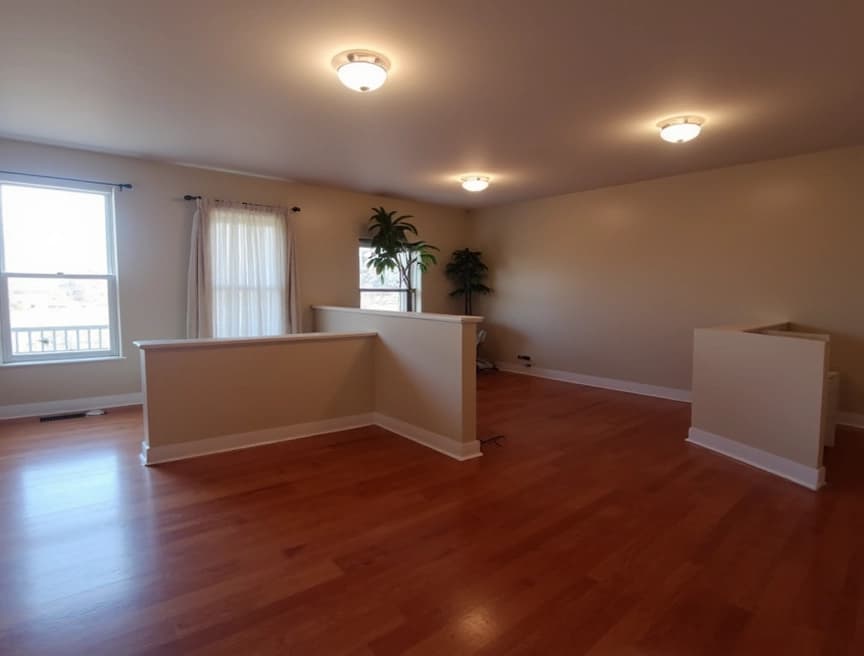 HomestagingKIEin Bild von einer Wohnung mit Schild zum Vermieten