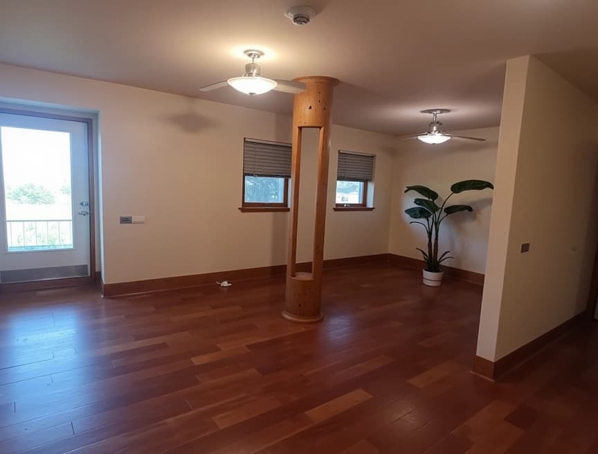 HomestagingKIEin Bild von einer Wohnung mit Schild zum Vermieten