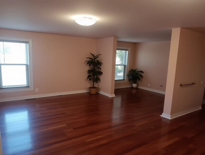 HomestagingKIEin stilvoll eingerichtetes Wohnzimmer erzeugt von einer KI