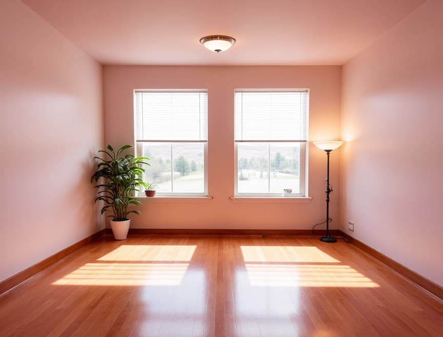 HomestagingKIEin Bild von einer Wohnung mit Schild zum Vermieten
