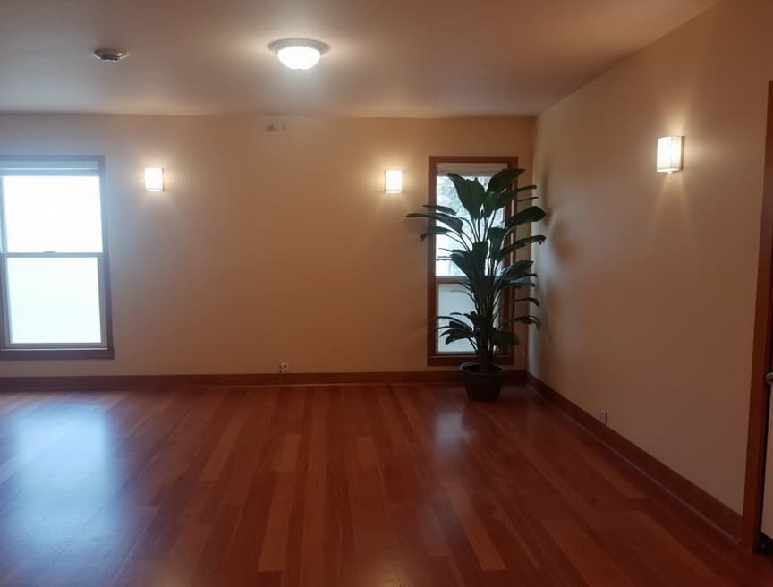 HomestagingKIVorher-Nachher-Bild einer durch Flux generierten Wohnungseinrichtung