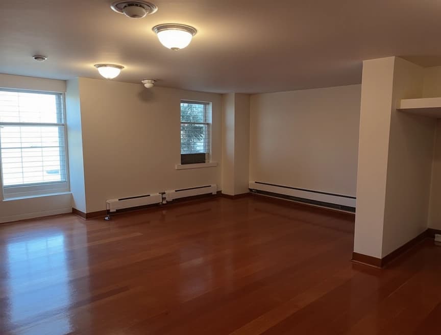 HomestagingKIEin Bild von einer Wohnung mit Schild zum Vermieten