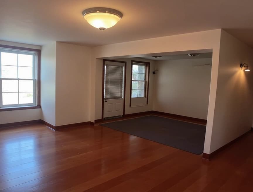 HomestagingKIEin Bild von einer Wohnung mit Schild zum Vermieten