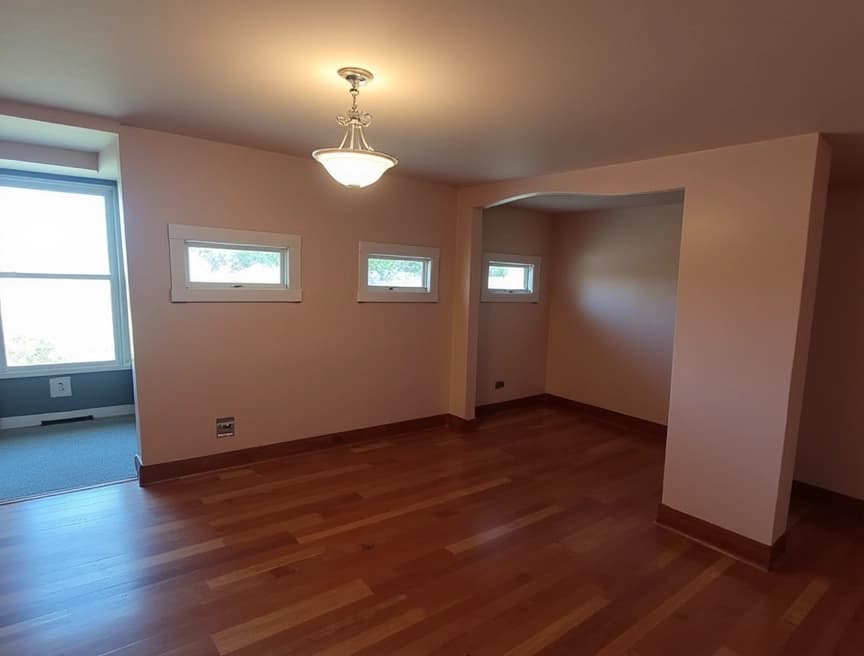 HomestagingKIEin Bild von einer Wohnung mit Schild zum Vermieten