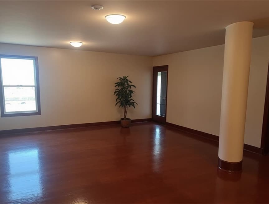 HomestagingKIEin Bild von einer Wohnung mit Schild zum Vermieten