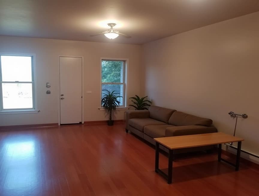 HomestagingKIEin Bild von einer modernen Wohnung, die mithilfe von FLUX.1 eingerichtet wurde