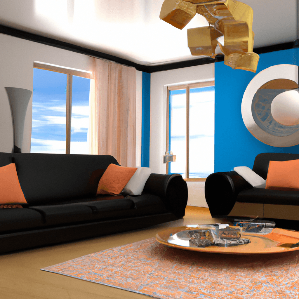 HomestagingKIEin Bild von einem virtuell gestalteten Wohnzimmer mit modernen Möbeln