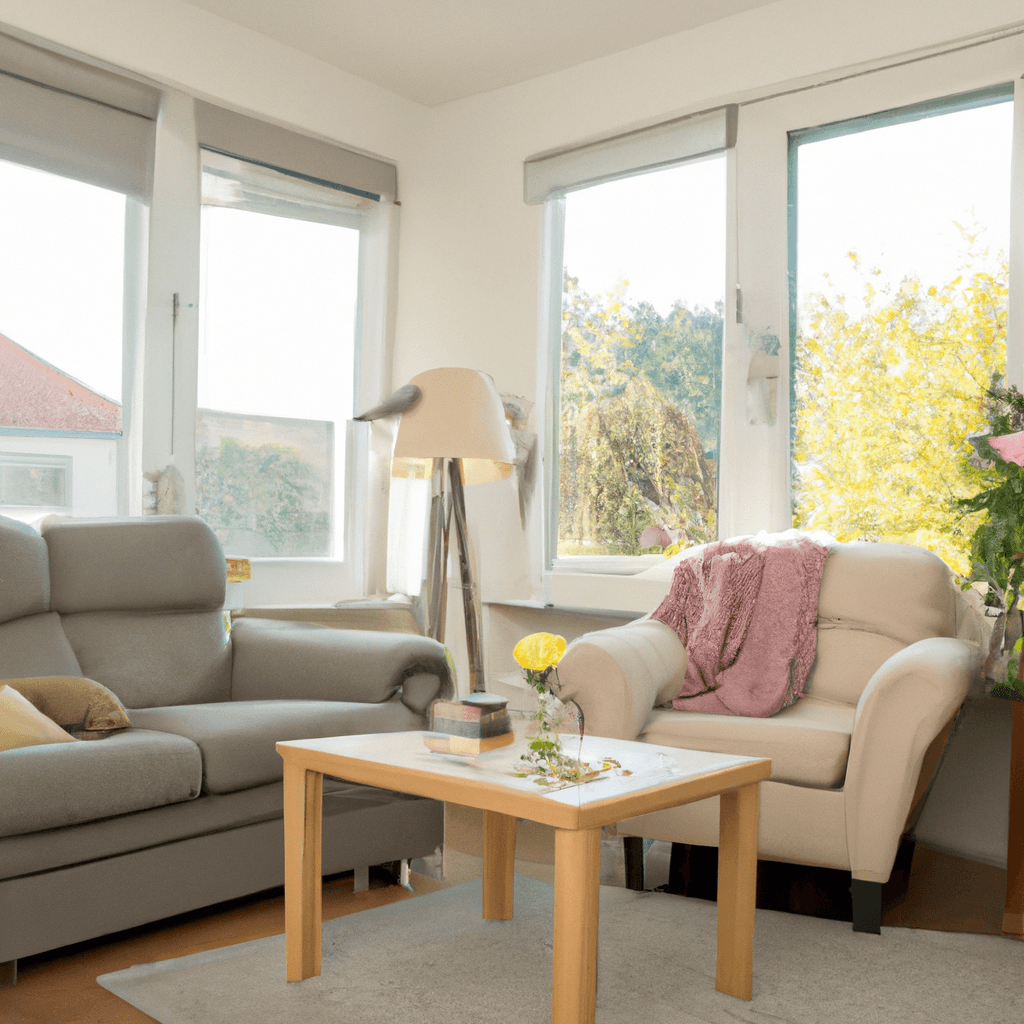 HomestagingKIEin Bild von einem Wohnzimmer, das durch KI Homestaging eingerichtet wurde
