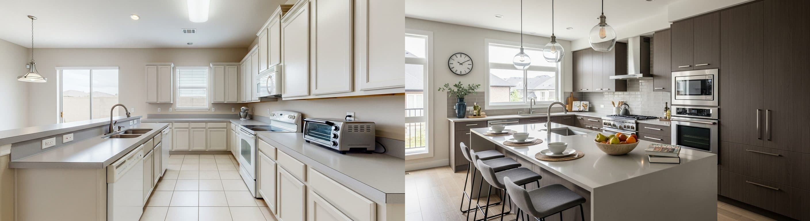 Kitchen: before vs after virtual staging