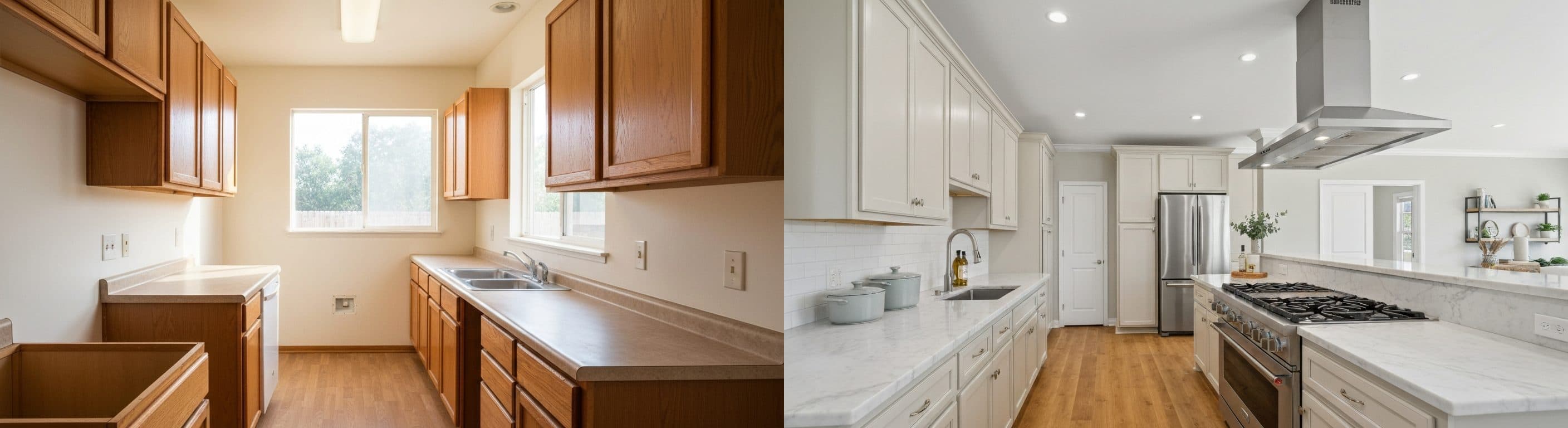 Küche: Vorher vs. Nachher virtuelles Staging