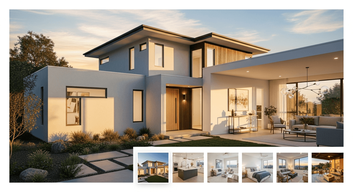 Außenaufnahme (Curb Appeal) als erstes Bild in einem Immobilien-Exposé, um einen starken ersten Eindruck zu erzeugen