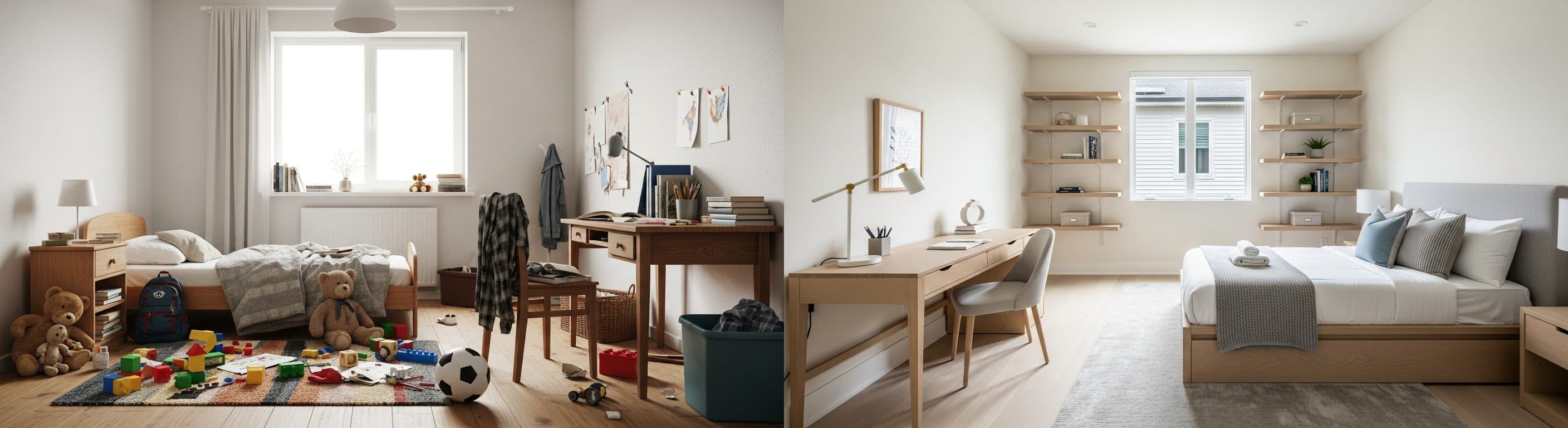 School-Age Child's Room: before vs after virtual staging