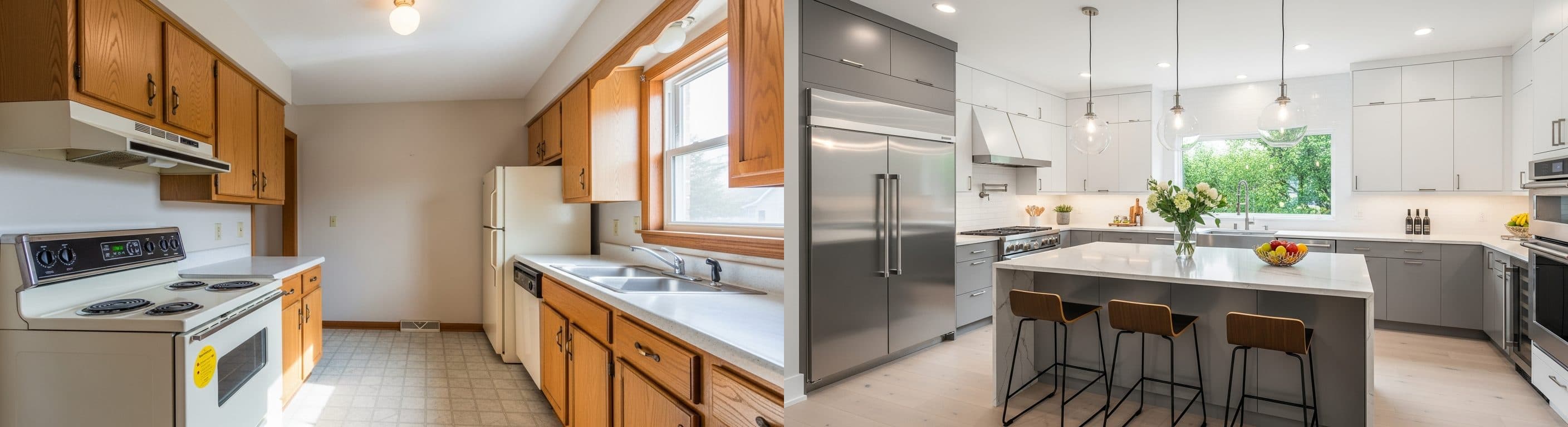 Küche: Vorher vs. Nachher Virtual Staging