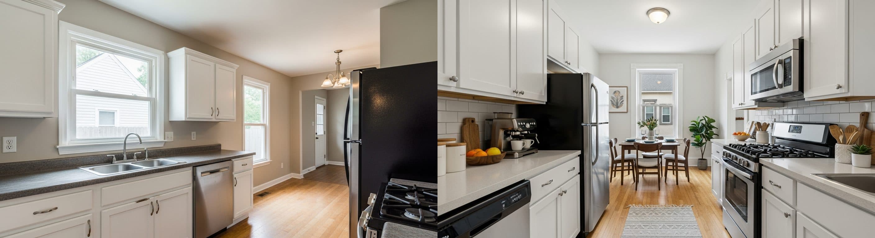 Küche: Vorher vs. nach virtuellem Staging