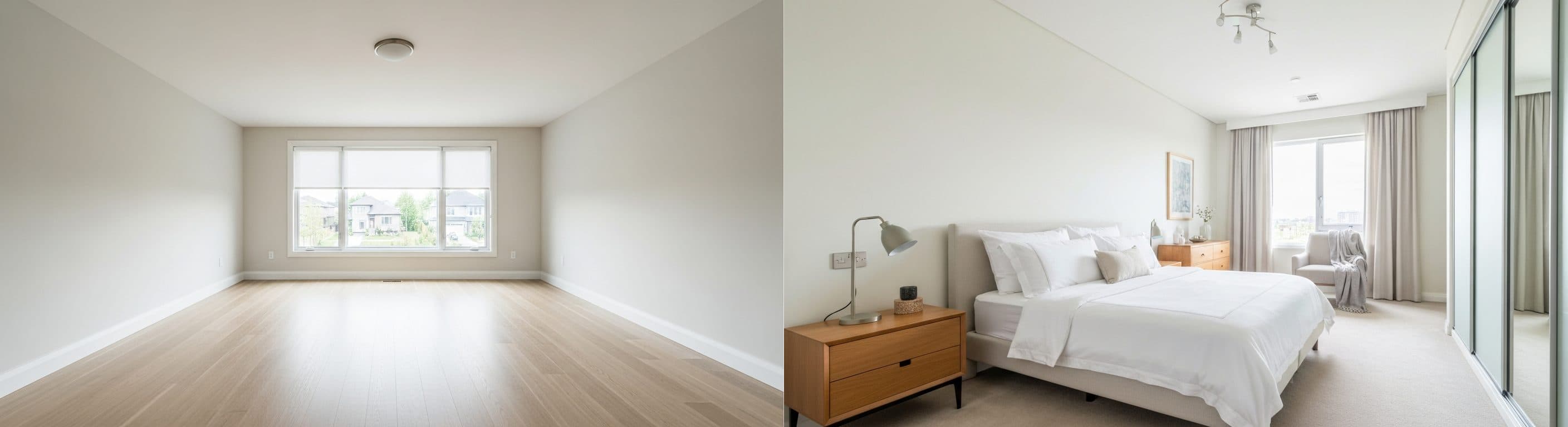 Bedroom: before vs after virtual staging