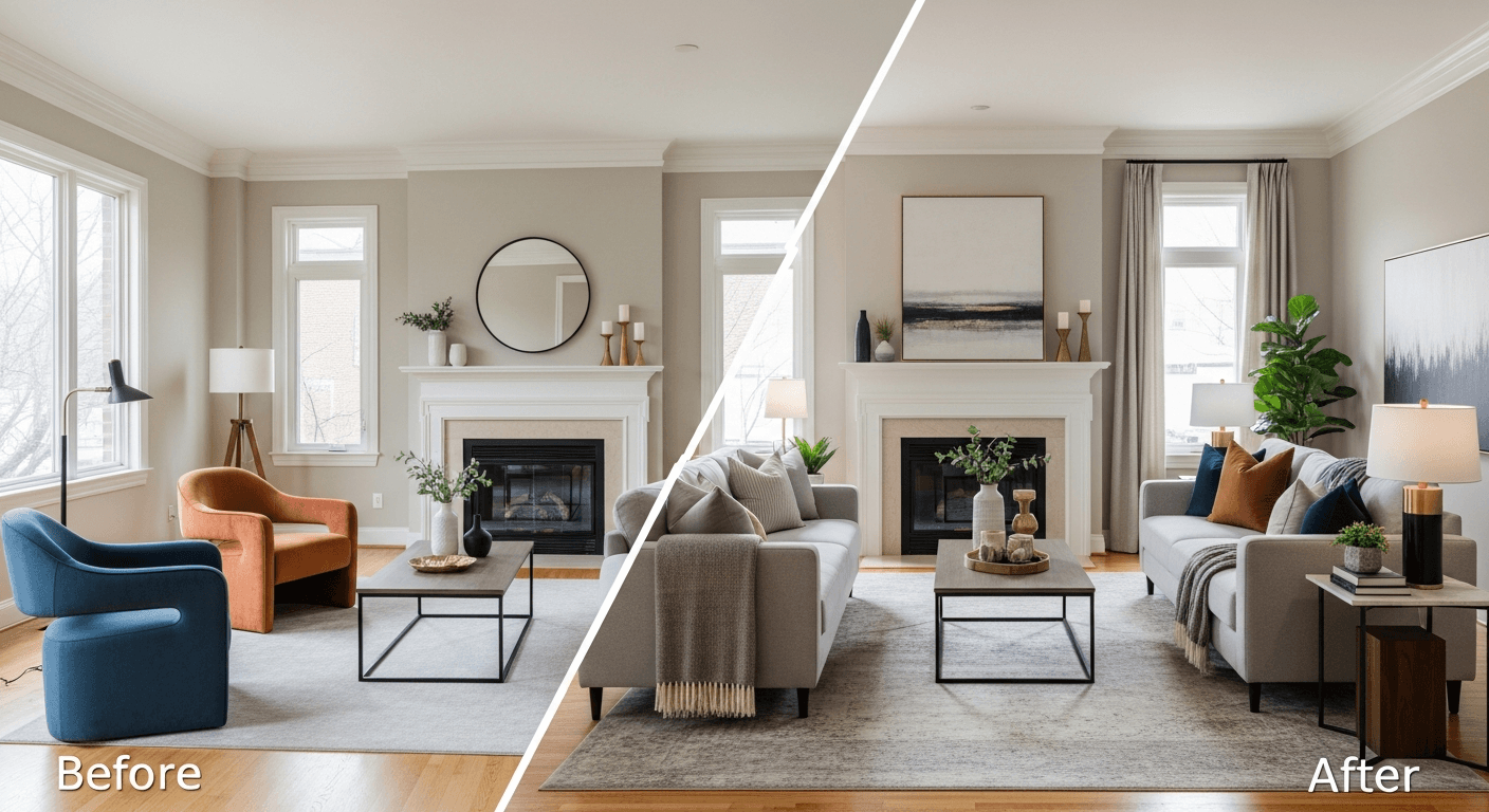 Kitchen: before vs after virtual staging