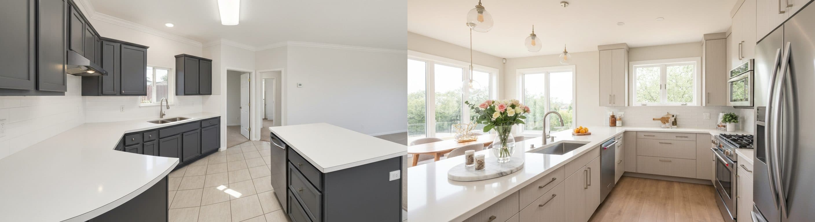 Kitchen: before vs after virtual staging
