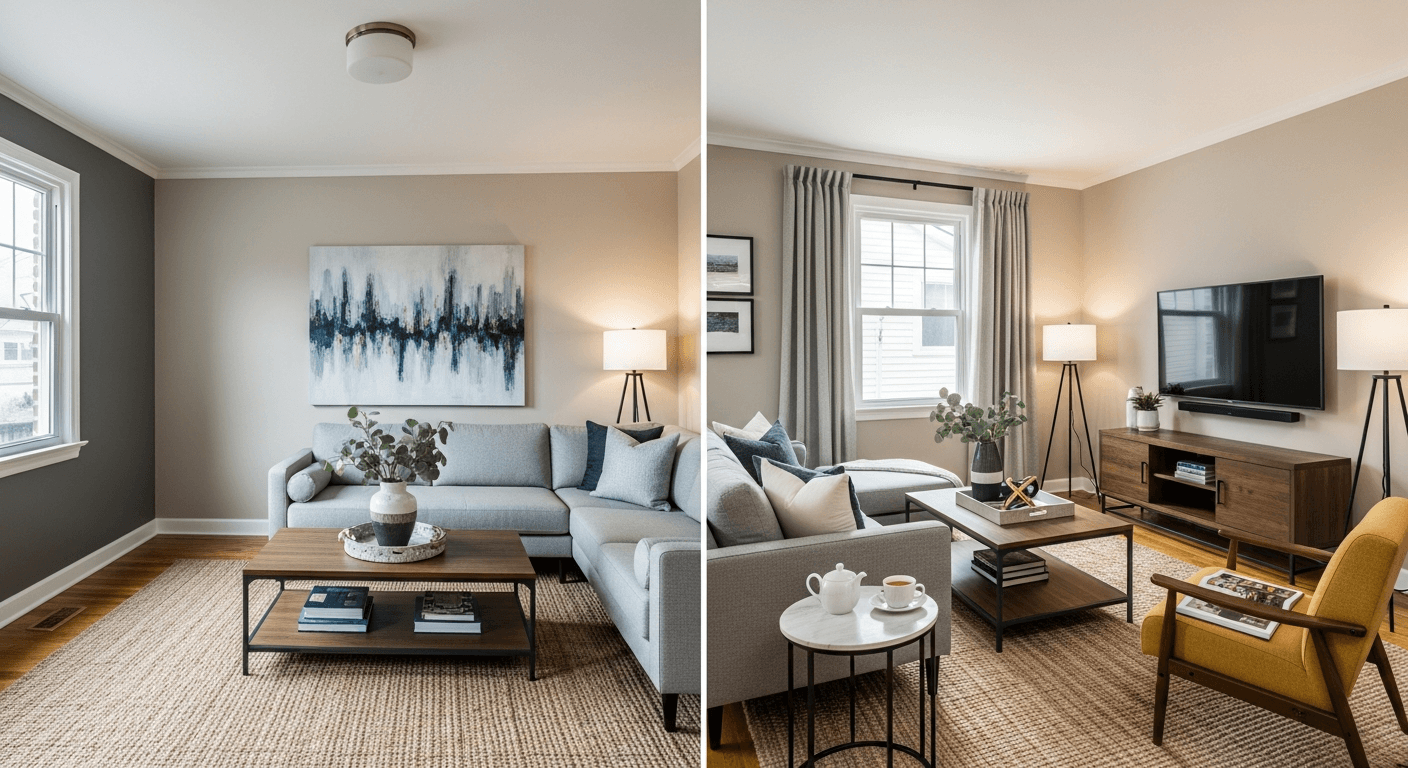 Bedroom: before vs after virtual staging