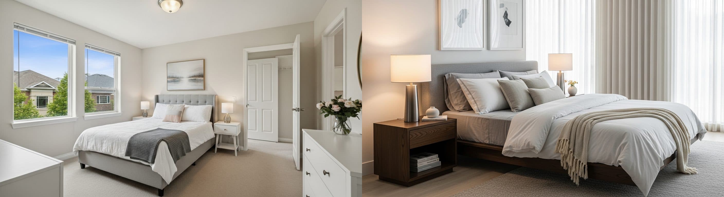 Schlafzimmer: Vorher vs. Nachher virtuelles Staging