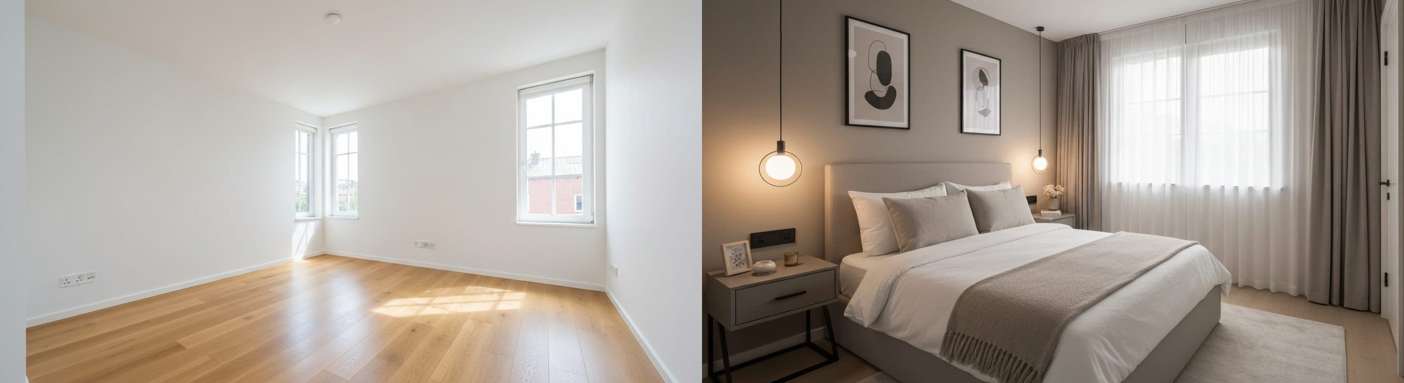 bedroom: before vs after virtual staging