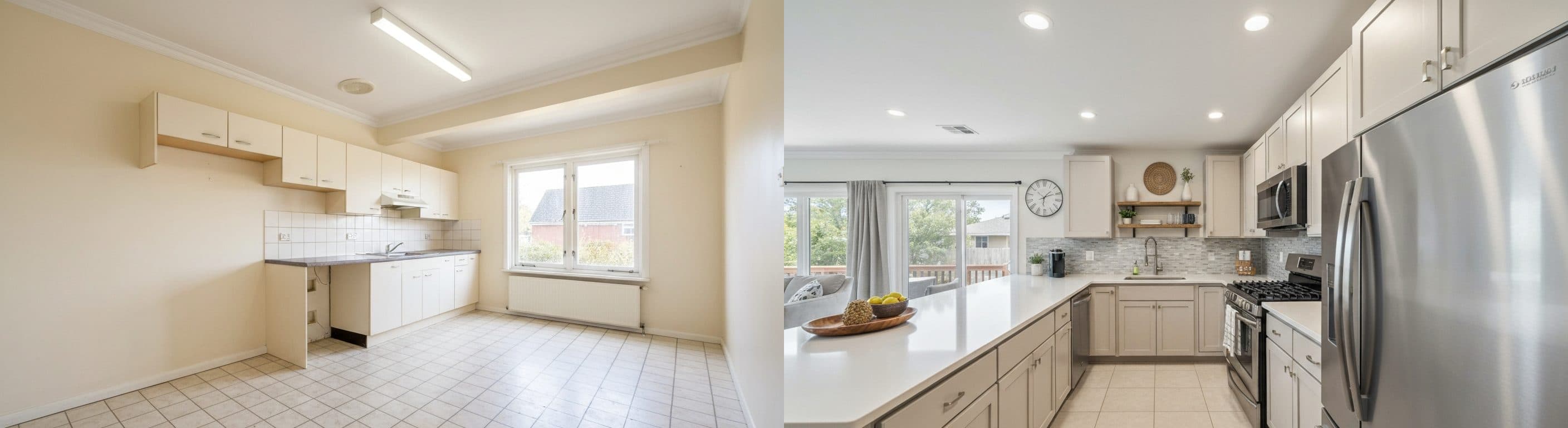 Kitchen: before vs after virtual staging