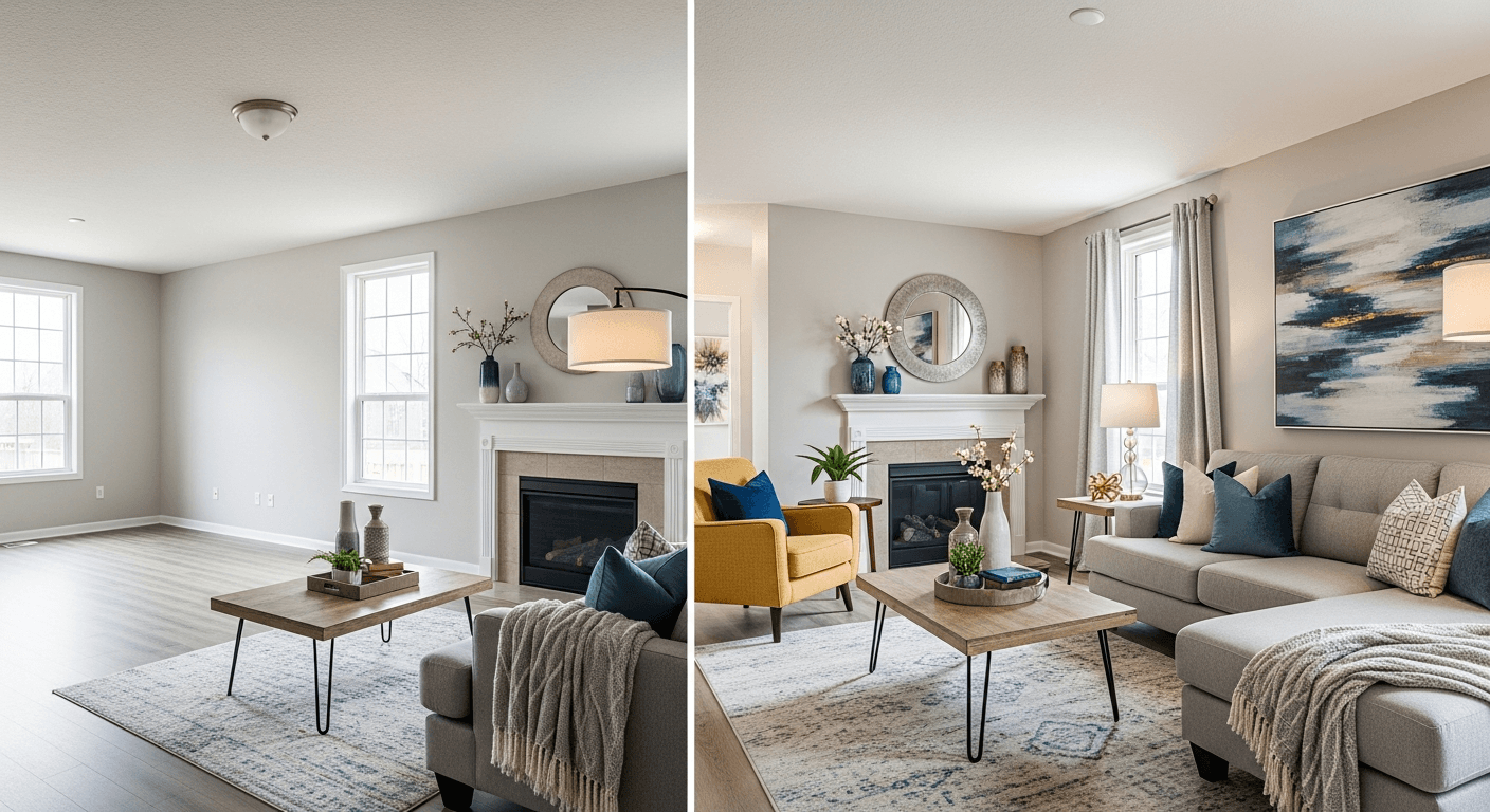 Bedroom: before vs after virtual staging