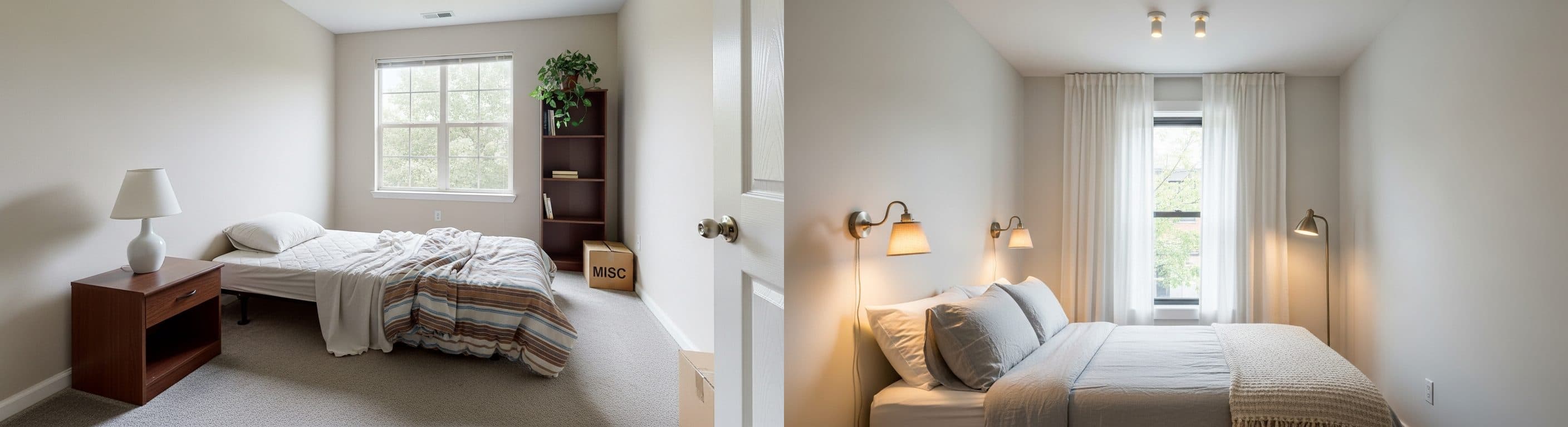 Bedroom: before vs after virtual staging