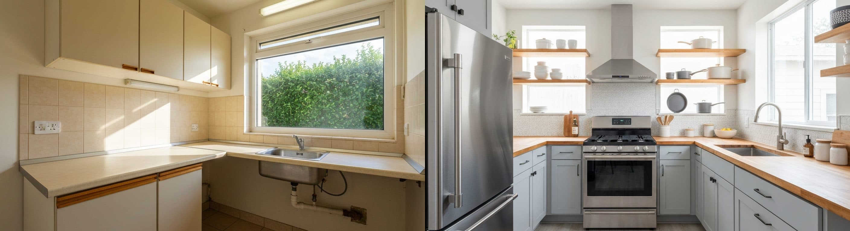 Kitchen: before vs after virtual staging