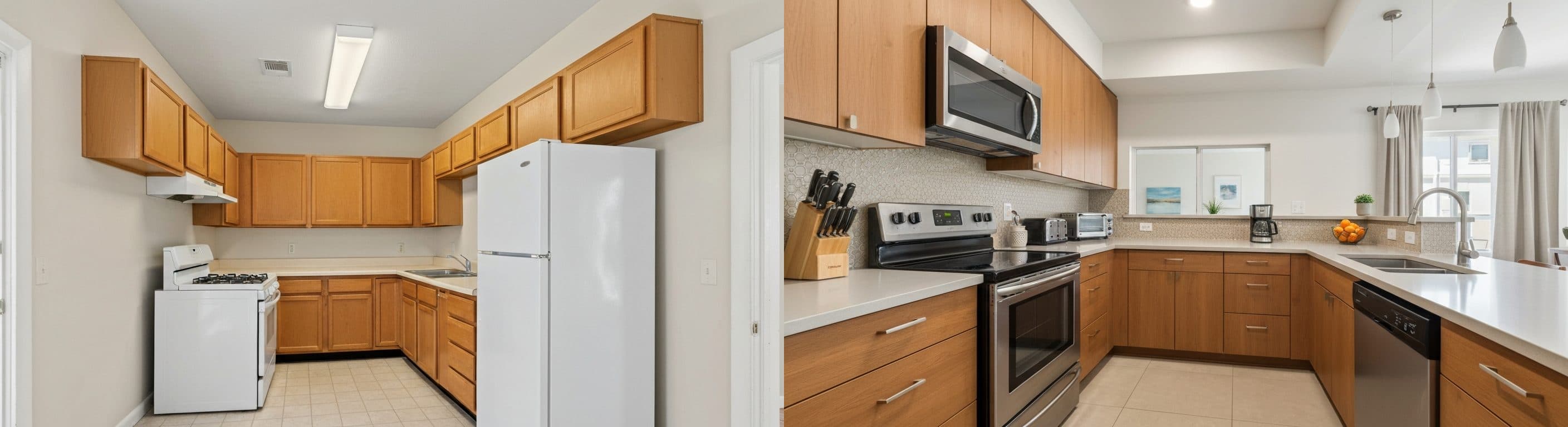 Investment-Küche: Vorher vs. Nachher virtuelles Staging