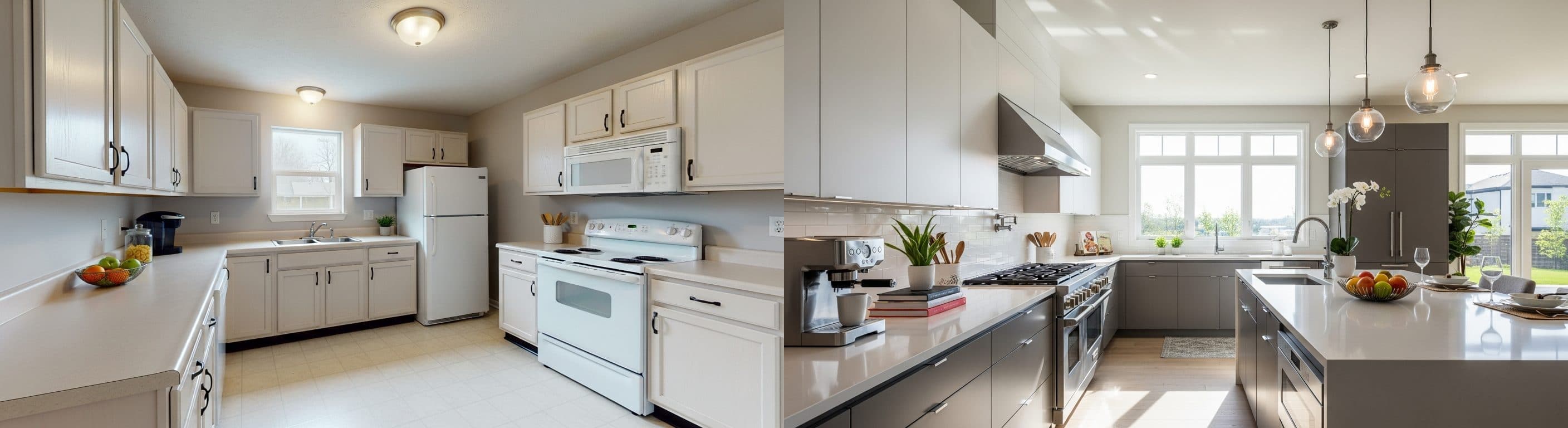 Küche: Vorher vs. Nachher virtuelles Staging