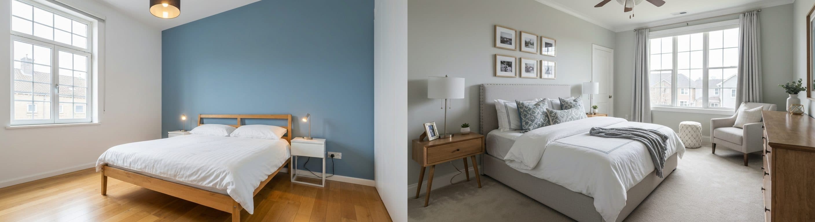 Schlafzimmer: Vorher vs. Nachher virtuelles Staging