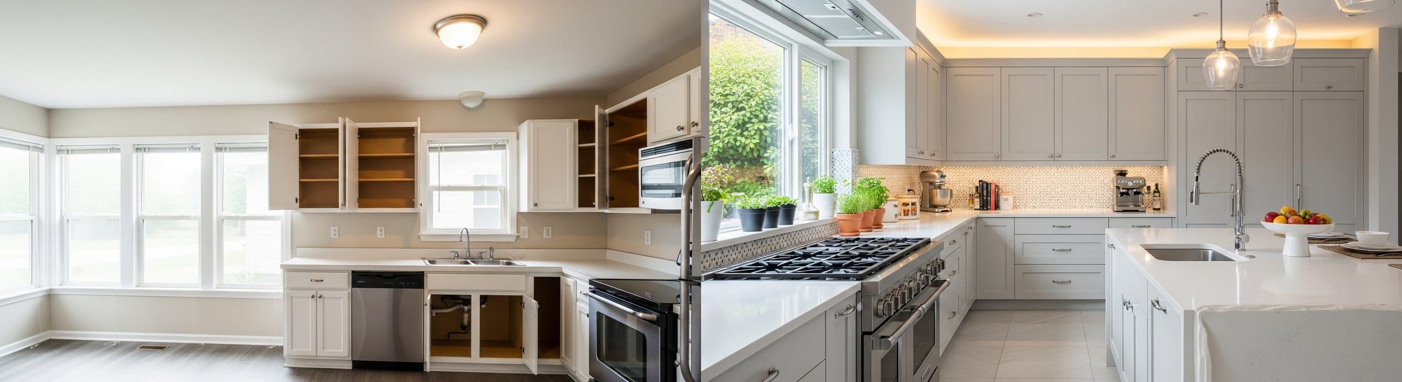Kitchen: before vs after virtual staging