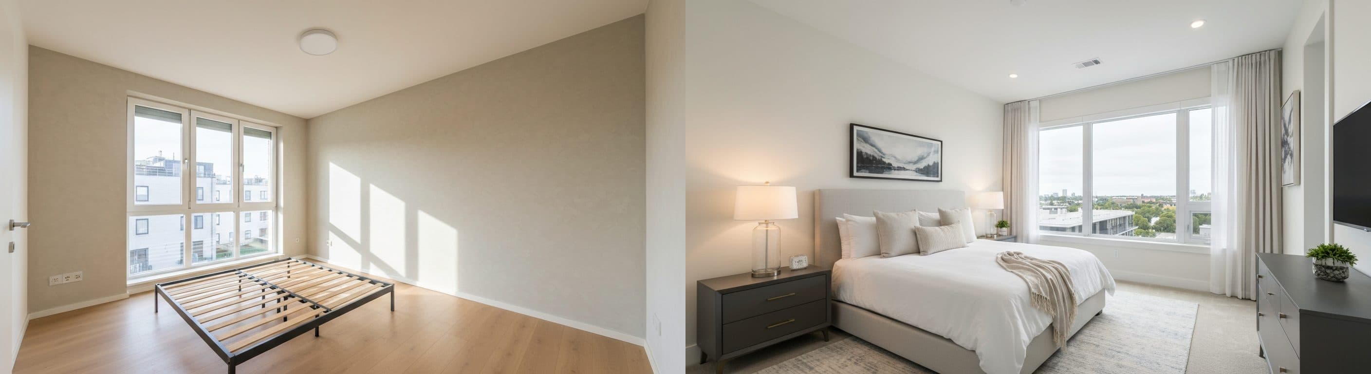 Bedroom: before vs after virtual staging