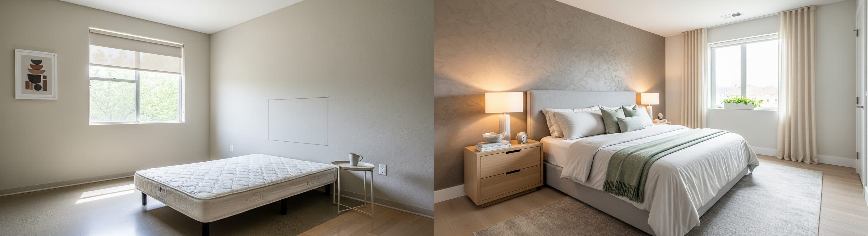 Bedroom: before vs after virtual staging