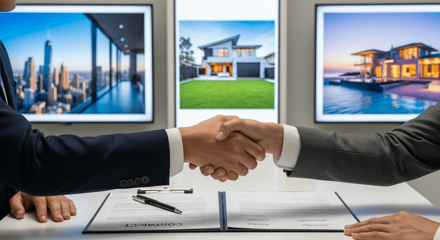 Immobilienmakler bespricht Alleinauftrag mit Klient