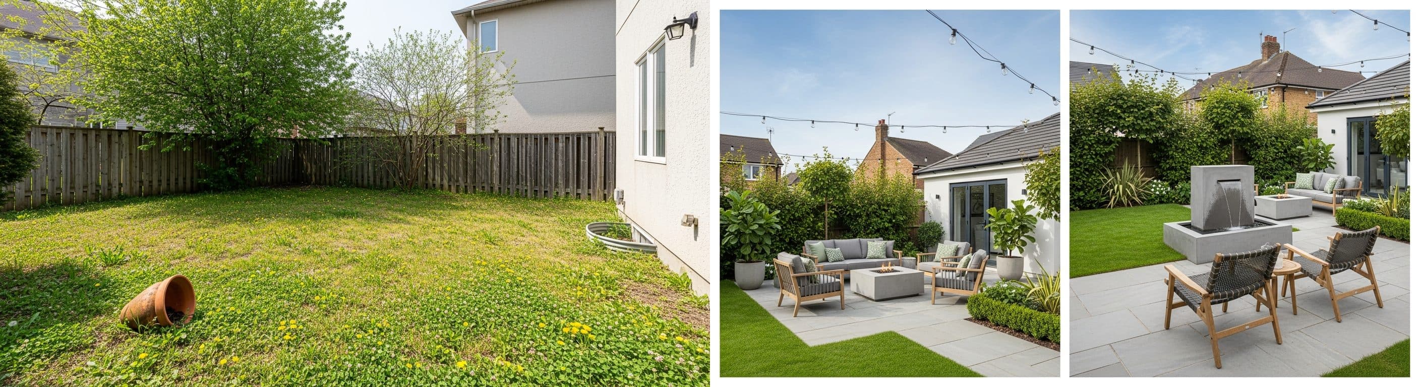 Garden: before vs after virtual staging
