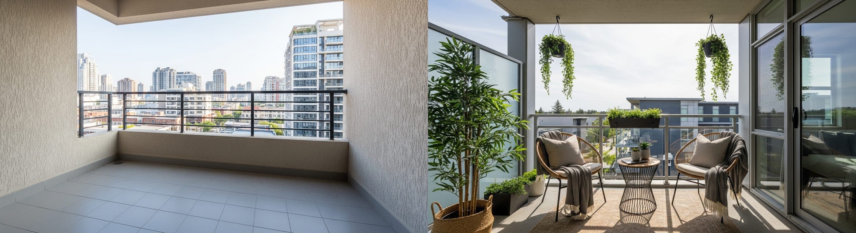 Balcony: before vs after virtual staging