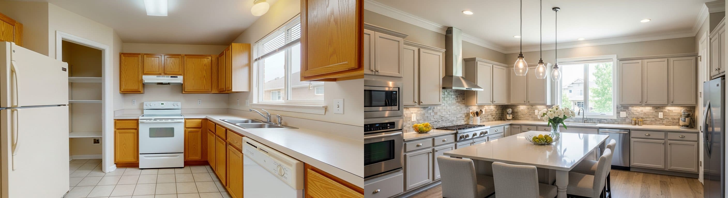 Küche: Vorher vs. Nachher Virtuelles Staging