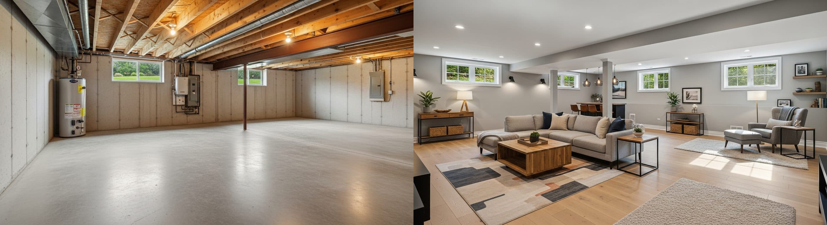 Keller: Vorher vs. Nachher virtuelles Staging