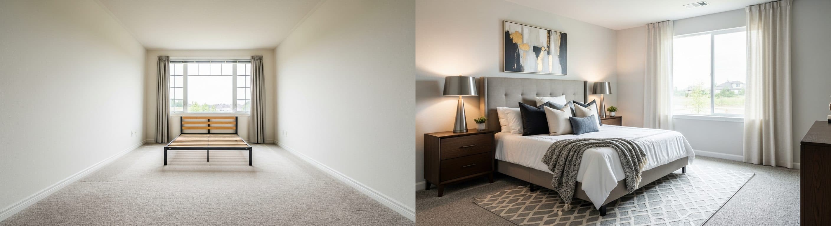 Bedroom: before vs after virtual staging