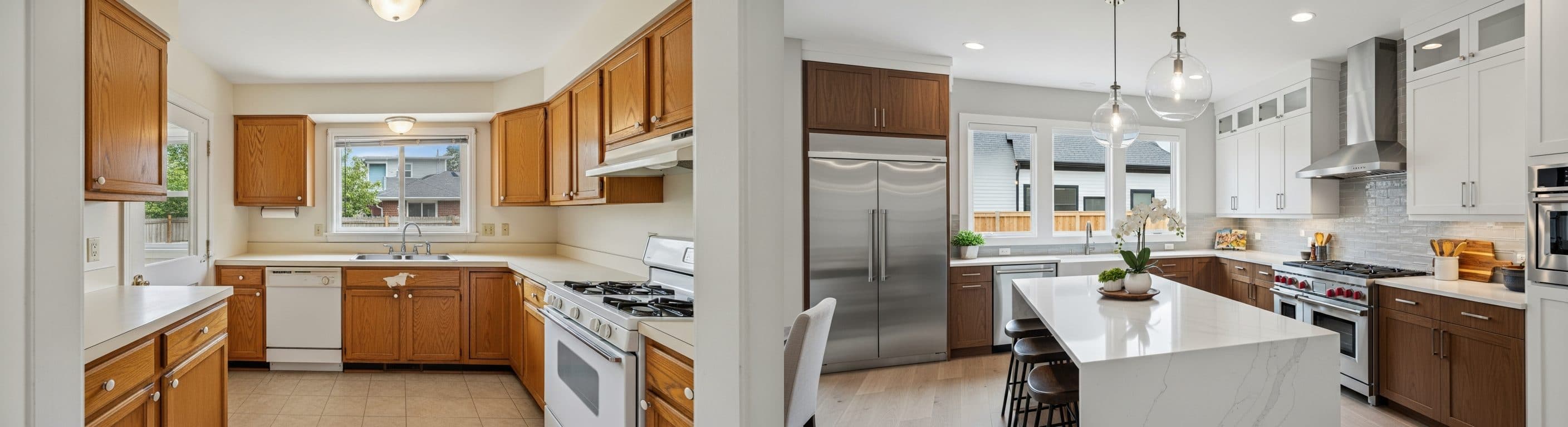 Kitchen: before vs after virtual staging