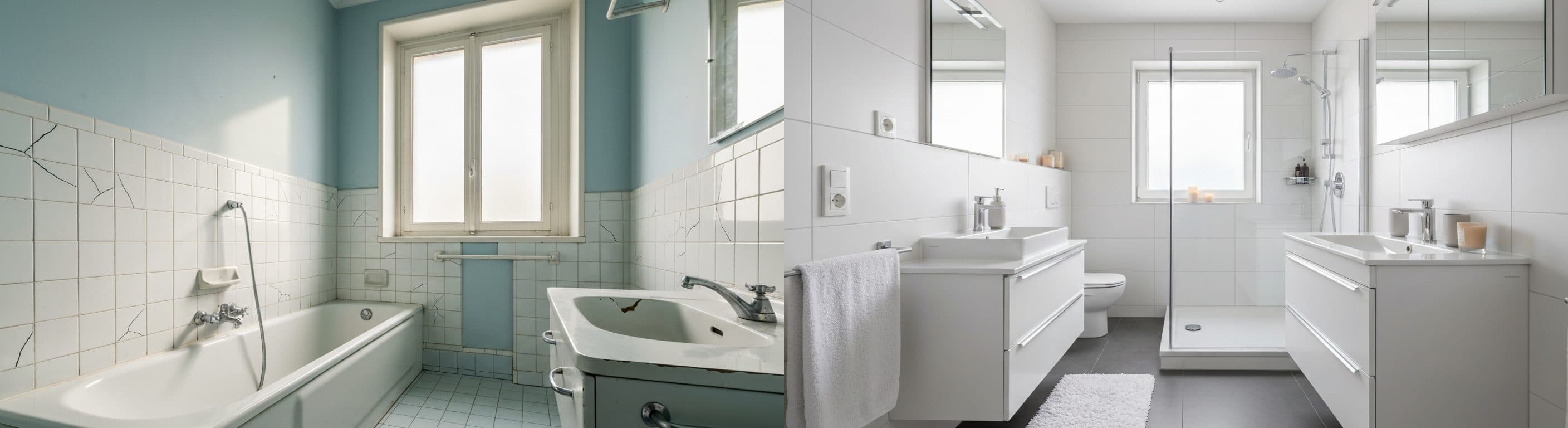 Bathroom: before vs after virtual staging
