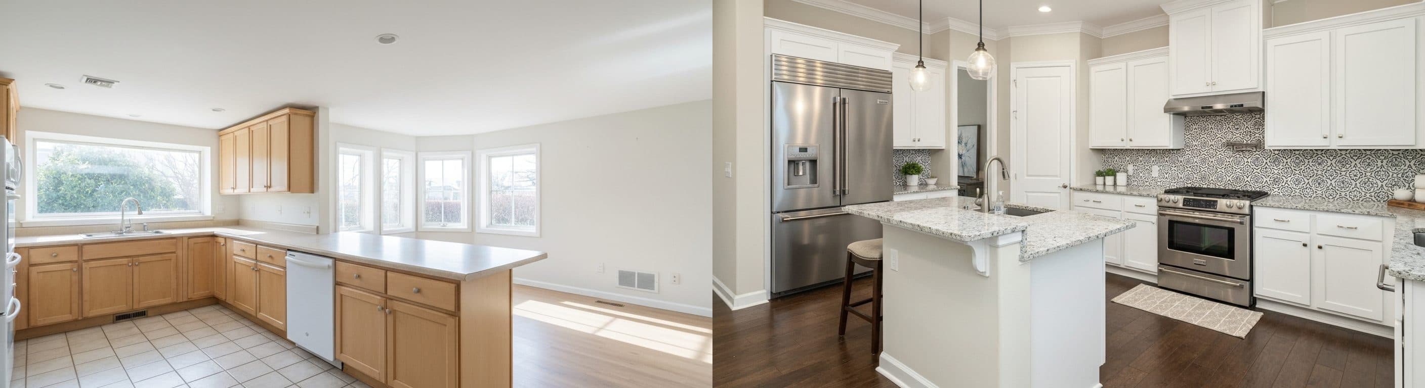 Kitchen: before vs after virtual staging