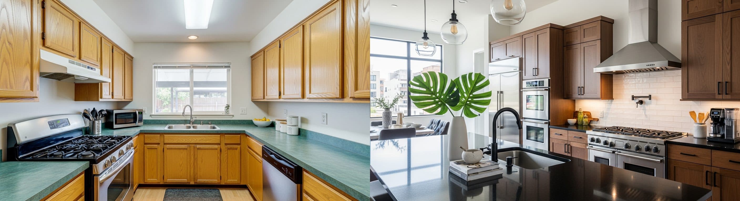 Kitchen: before vs after virtual staging