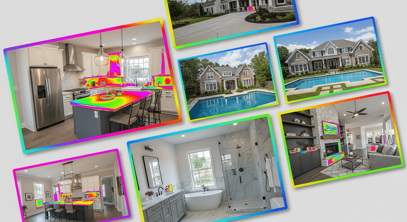 Heatmap-Overlay auf Immobilieninserat-Fotos, das Klick-Hotspots zeigt