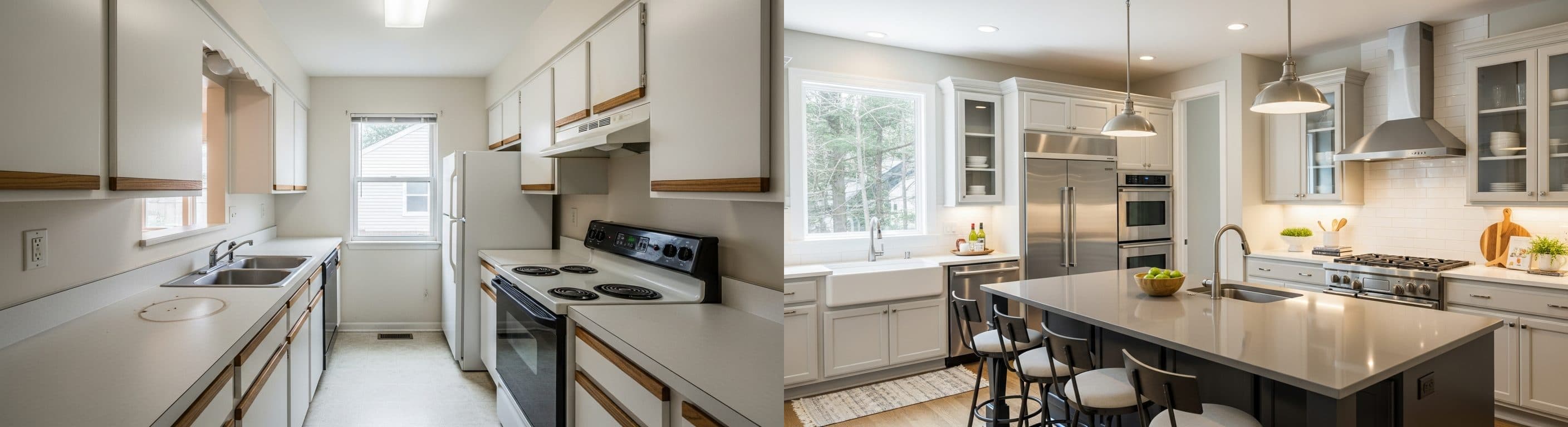 Küche: Vorher vs. Nachher virtuelles Staging