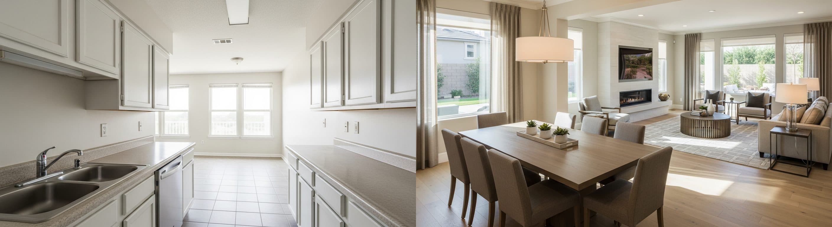 Kitchen: before vs after virtual staging