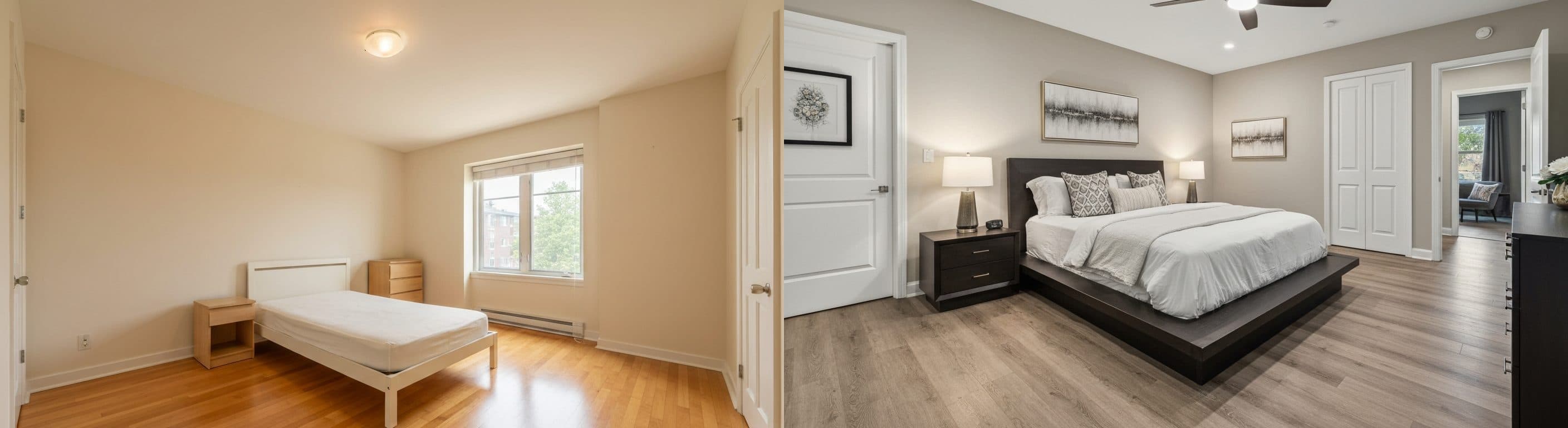 Bedroom: before vs after virtual staging